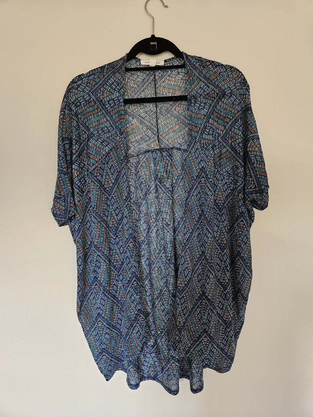 painted threads Blue Patterned Open Front Cardigan